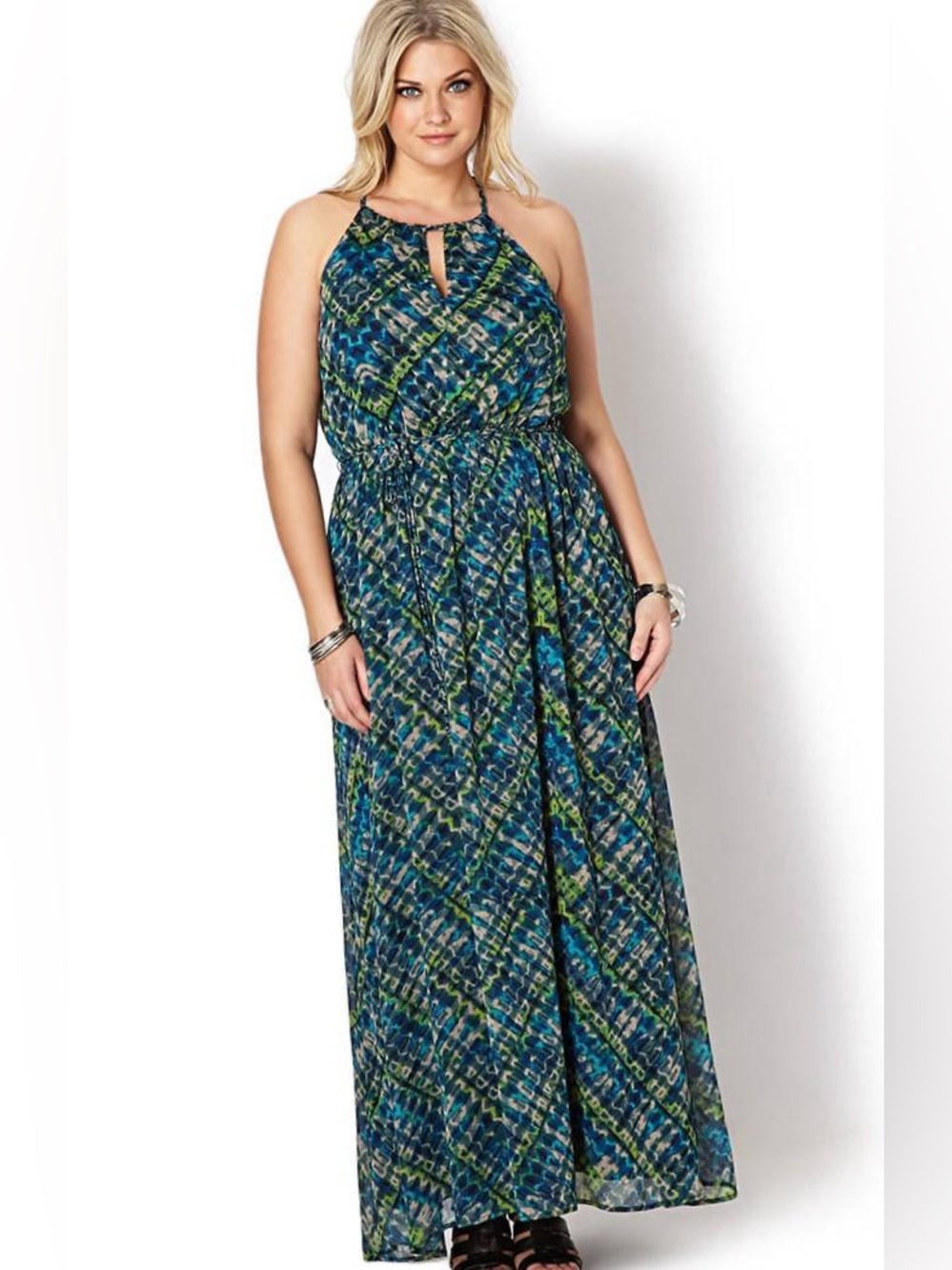 Forever 21 Tribal Print Inspired Halter Maxi Dress